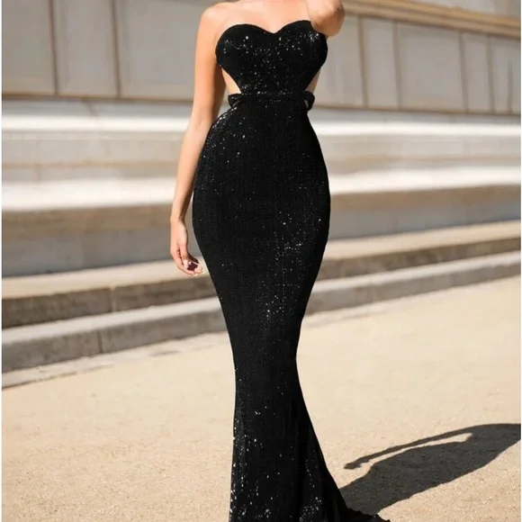 strapless open back dress Sexy Purple Lace Tube Top Beaded Earrings Curled Skirt Prom Dress P327 –  PreppyDress